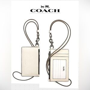 Coach Zip Lanyard Card Case. #CAJ45. Color: Gunmetal/Chalk/ QBChalk